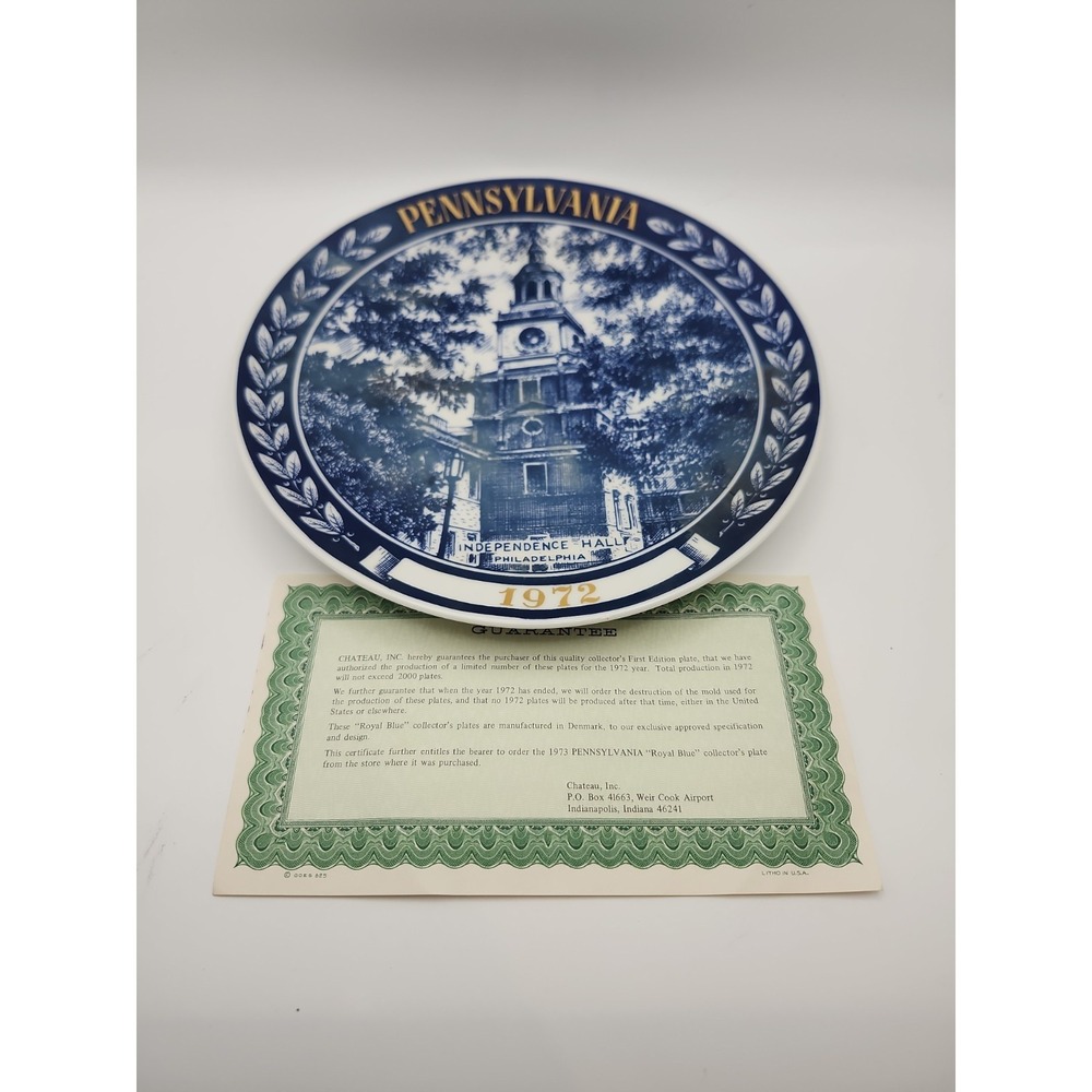 1972 Pennsylvania Independence Hall  Plate EF Decor Danmark 1st Edition‎